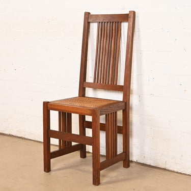 Gustav Stickley Antique Mission Oak Arts & Crafts Spindle Side Chair or Dining Chair, Circa 1900