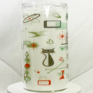 MCM Mix Retro Cat Glass with Drinking Lid and Straw