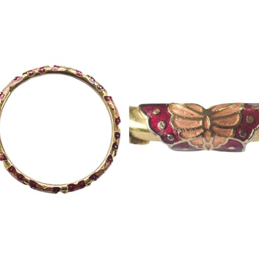 Goldtone bangle bracelet with enamel butterflies 