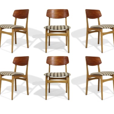 Six Danish Teak &amp; Oak Dining Chairs