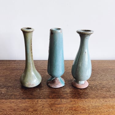 Vintage Studio Pottery Handmade Ceramic Vases - Set of 3 