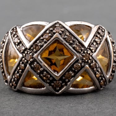 10K White Gold Citrine Diamond Ring