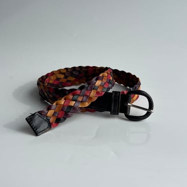 Multicolored Braided Leather Belt, sz. XS-1XL