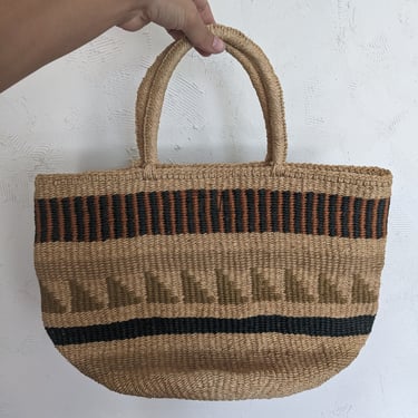 Vintage Handwoven Sisal Basket Purse 