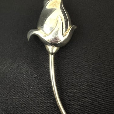 Sterling Silver Rose Sculpted Pin