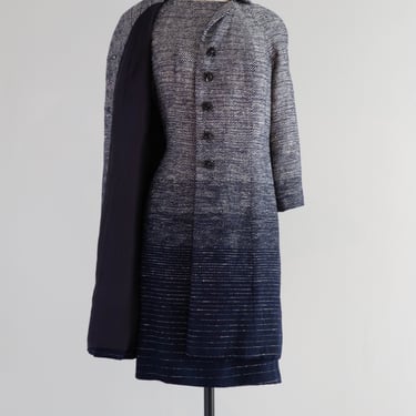 Sublime 1960's Ombre Silk Dress &amp; Coat Set By Travilla / Medium