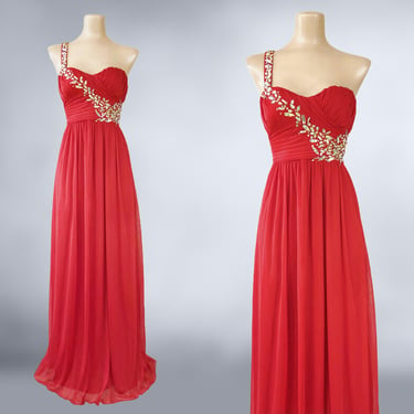 City Triangles Red Strapless Evening Gown/Prom Dress With Rhinestones Size  11