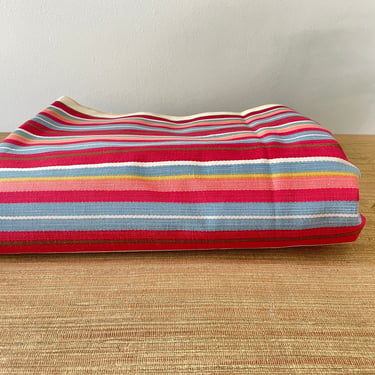 Vintage Waverly Striped Fabric for Upholstery/Pillows - Scotchgard - Red Blue Peach Yellow Brown White - 9 Yards 