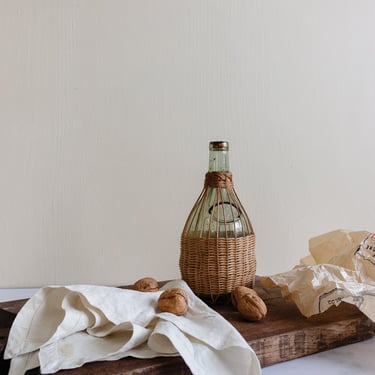 vintage French wicker wrapped bottle