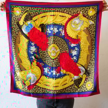 Vintage Hermes 1989 Casques et Plumets Silk Scarf