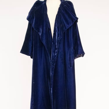1950s Jacket Blue Velvet Swing Coat L / M 