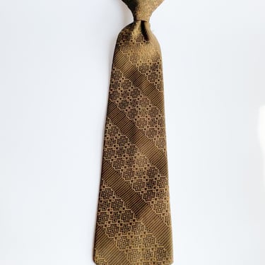 1970s Brown and Gold Textured Clip-On Tie