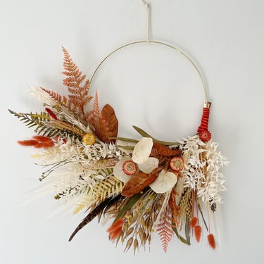 Brown, Cream and Rust Thanksgiving wreath, Dried Foliage Wreath, Neutral everlasting wreath, Cottage Core Wreath 