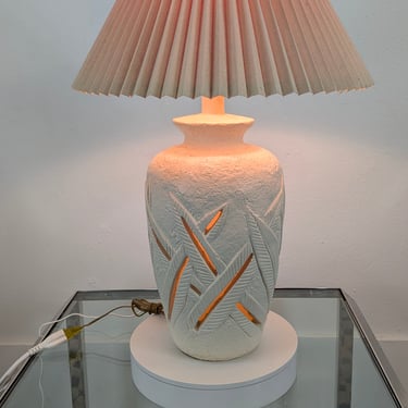 Vintage Postmodern Tessellated Palm Beach Chic Table Lamp