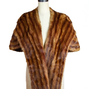1940s Fur Stole ~ Brown Mink Fur Cape Stole Wrap 