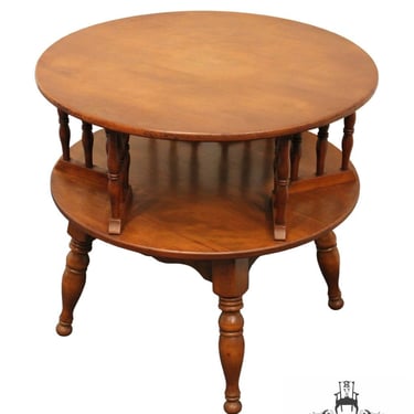 ETHAN ALLEN Heirloom Nutmeg Maple Colonial Early American 28" Round Accent End Table 10-8586 