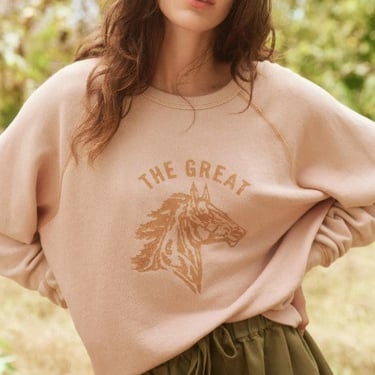 The Great College Sweatshirt with Bronco in Washed Pink