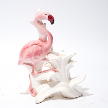 Vintage Pink Flamingo Candlestick Holder, Ceramic, Takahashi 