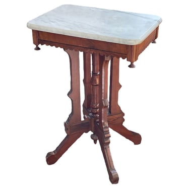 Free Shipping Within Continental US - Vintage Table With Stone Top and Casters 