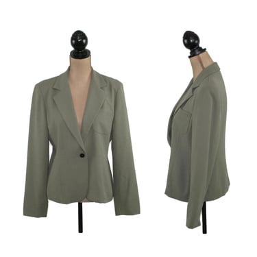Y2K Fitted Gray Blazer Medium, Minimalist Micro Dot Single Button Business Jacket, Office Clothes Women Vintage 2000s JONES NEW YORK Size 8 
