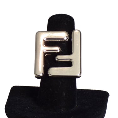 FENDI-Silver Double &quot;F&quot; Logo Ring