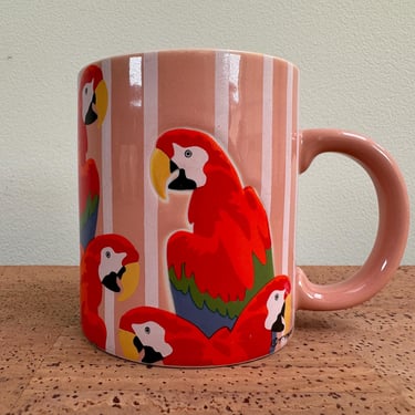 Otagiri Parrot Tree Mug | Tom Taylor | Tropical Macaw Parrots Stripes | Japan 