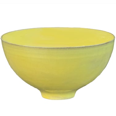 Gertrude & Otto Natzler Large Yellow Glaze Ceramic Bowl 1960