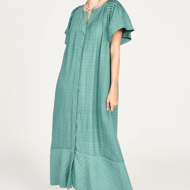 Vienna Pintuck Dress in Teal Stitch