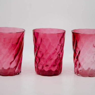 Vintage Pink Depression Texture Tumbler Glasses Set of 3 