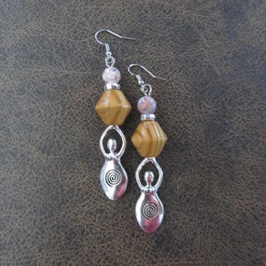 Wooden and silver goddess earrings 22 