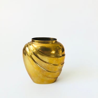 Vintage Embossed Brass Vase 