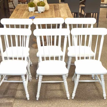Set of Six Temple Stuart Maple Dining Chairs in White Finish
