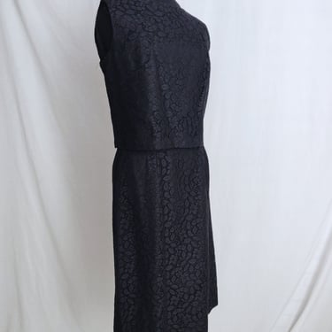 Vintage 50s 60s Black Dress and Top Set // Midcentury Lace Wiggle Dress 
