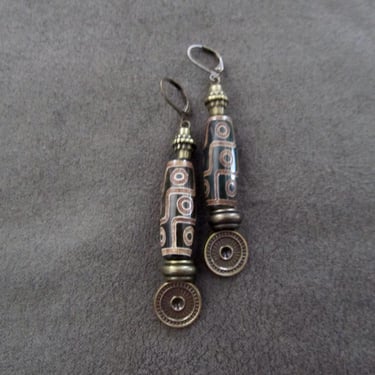 Tibetan agate and bronze earrings 2 
