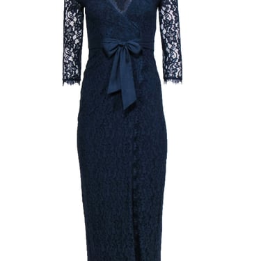 Diane von Furstenberg - Navy Floral Lace Wrap Maxi Dress Sz 0