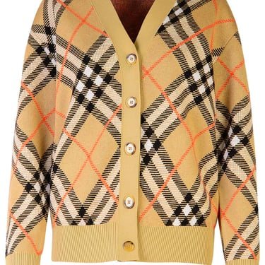 Burberry 'Check' Beige Wool Cardigan Woman