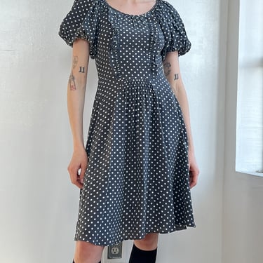 Prada Puff Sleeve Silk Dotted Dress (S)