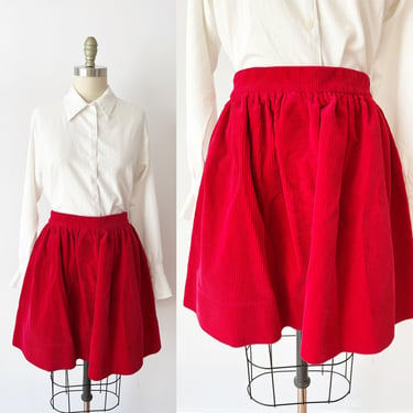 SIZE 4 Ralph Lauren Y2K Red Corduroy Mini Skirt - Wide Wale Soft Corduroy Bright Red Short Skirt - Pockets 