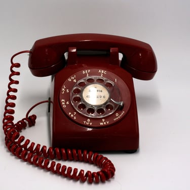 vintage red rotary phone 