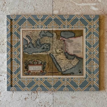 16th C. Colored Engraving of the Ottoman Empire by Abraham Ortelius in Gusto Painted Frame