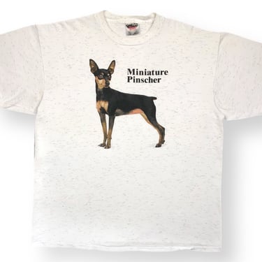 Vintage 90s Miniature Pinscher Dog Portrait Single Stitch Graphic T-Shirt Size XL 