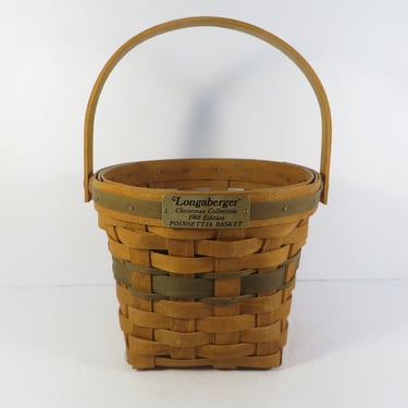 Vintage Longaberger 1988 Poinsettia Basket with Handles - 1988 Longaberger Christmas Basket 