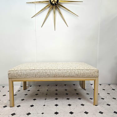 Mid Century Modern Metal Base Upholstered Bench | 