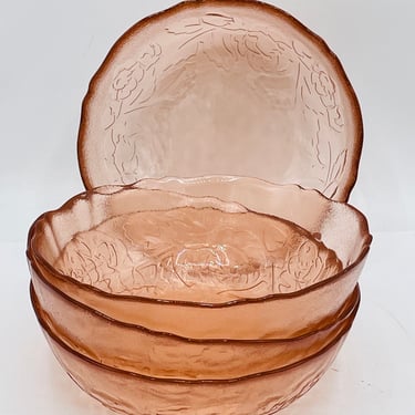 Vintage  France Pink Rosaline Rosa Salad  Bowls with (4) Salad or Fruit Bowls- Great Condition 