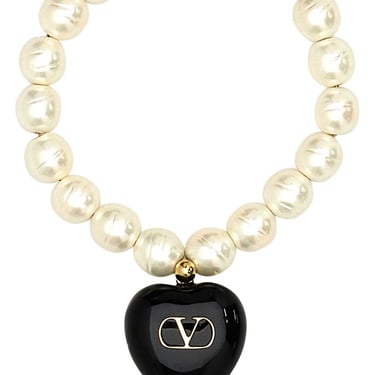 Valentino Garavani Women Ivory Pearls Coeur Royal Bracelet
