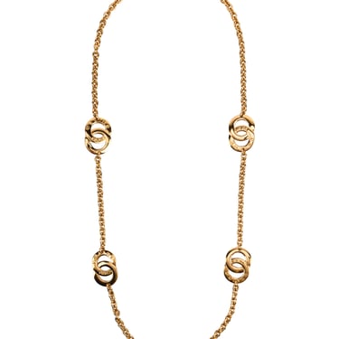 Celine Vintage Golden Interlocking Insignia Ring Chain Necklace