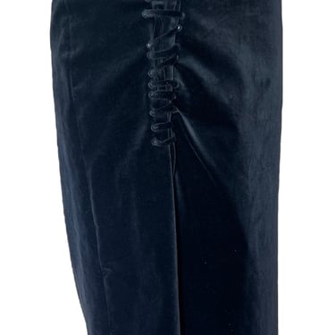 Gucci Tom Ford Era Black Velveteen Lace-Up Pencil Skirt