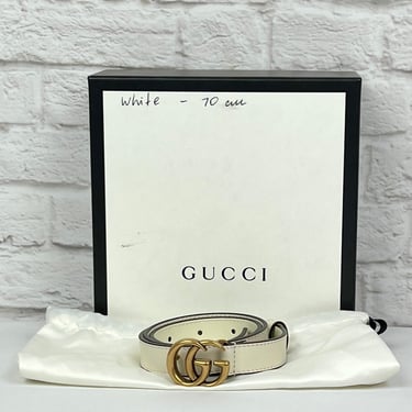 GUCCI GG Marmont leather belt, Ivory, Size 70-28 (US 2)