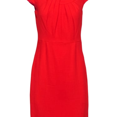 Kate Spade - Red Short Sleeve Pleated Neckline Dress Sz 4