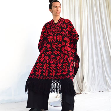 Hand Embroidered Mexican Poncho 
